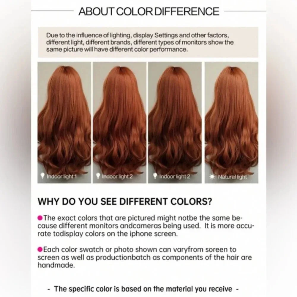 Auburn Orange Wavy Realistic Long Wig For Women hair Wigs